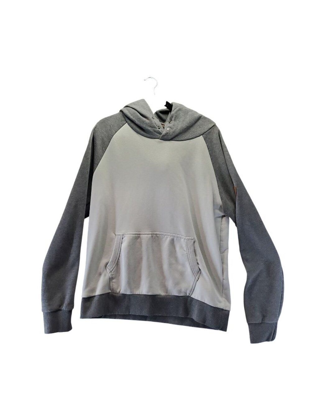 Wanakome Hoodie Mens Large Gray Two-Tone Pullover Kangaroo Pocket Cotton Blend